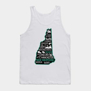 New Hampshire Dover cute map Conway Hanover Rochester Nashua The Granite State Tank Top